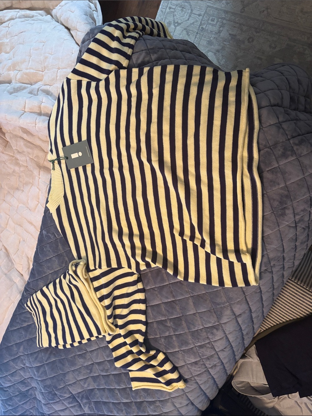 Daily Drills Yellow & Navy Striped Sweater set